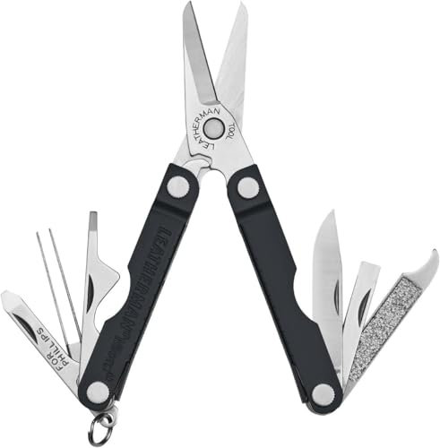 Leatherman Micra - Edelstahl-Schlüsselanhänger Multi-Tool mit Federschere und 9 Werkzeugen - Tiefschwarz