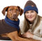 Hundepullover Odense mit Mütze (Set) Farbe braun/blau, Größe 80