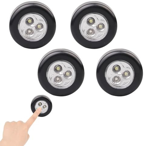 KARELLS 4 lampadine a LED autoadesive per illuminazione, alimentate da 3 batterie, per armadio, ingresso, cucina, passaggio