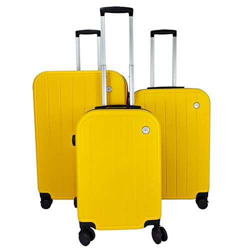 Luggage Sets 3 Piece - Hardshell Suitcase set of 3 Suitcases - Lightweight Suitcase Sets with Lock - Large Medium Small Suitcases Cabin size 4 Wheels - Case and Hand Luggage set (Yellow, Set of 3)
