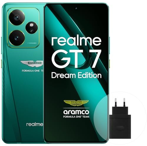 realme GT7 5G Smartphone,16+512GB,Aston Martin Verde,Batteria 7000mAh,120W charge,Processore Dimensity 9400e, Fotocamera IMX906 50MP, AI Planner, GT 7