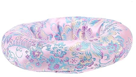 GOOHOCHY Meditationskissen Schutzmatte Für Tibetische Klangschalen Runde Buddhistische Instrumentenauflage Handlich Farblich Ansprechendes Klangschalenpolster Rosa