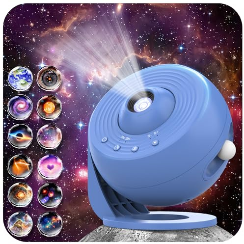 Upgrade Proiettore cielo stellato, Home Planetario Proiettore Lampada Cielo Stellato per Camera da Letto Bambini Adulti con 14 Pianeti Discs, Luna/Nebbia/Cielo Galaxy Proiettore Skylight Projector
