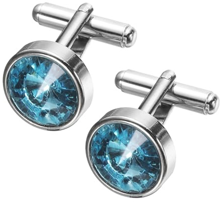 sourcing Map Crystal Cufflinks, Copper Round Cuff Links for Men Business Groom Wedding Party Birthday