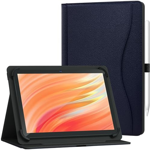 GOZOPO Universal Case for 10.1 inch Tablet, with Pocket Pen Holder Multi-Angle Stand Folio Cover for DOOGEE Tab A9/ U11/ U11 Pro/TECLAST P30/ 9.6-11 inch Tablet (Dark Blue)