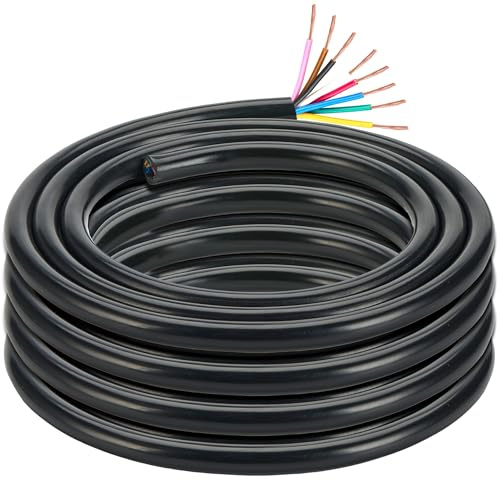DARKGUARD Anhängerkabel 8Polig, Fahrzeugkabel KFZ Kabel 12V/24V, 3M Abschleppseil 8 Kernanhängerkabel Elektrokabel Kupferkern für LED Rücklichter Verkabelung Verbinden (7x0.5mm²+ 1x1.0mm²)