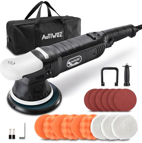 AUTIWOZ 6-Inch Dual Action Car Polisher Buffer 850W DA Polishing Machine,6 Variable Speeds 1800-4800RPM 15mm Random Orbital Electric Sander Polisher Kit for Car Detailing Waxing Scratch Repairing
