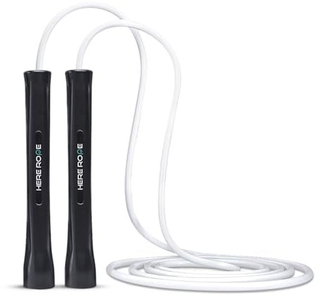HEREROPE Corda per saltare regolabile – Corda per saltare in PVC da 5 mm con manici infrangibili, non si attorciglia, include 1 corda di ricambio per allenamento fitness indoor e outdoor per uomo e