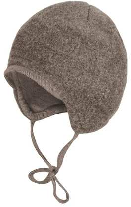 maximo GOTS Baby-Mütze,Wollfleece Jerseyfutter, Band