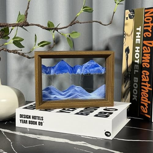 AzureLeap Sandbilder zum Drehen 3D Sandscape die Sandkunst in Tiefsee Fließende Sandmalerei Sandbild Geschenke Sanduhr Deko Aesthetic für Büro Wohnzimmer Schreibtisch Erwachsene Kinder [BLAU-6in]