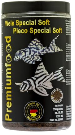 Nourriture pour poissons d'aquarium de qualité supérieure - 550 g - Granulés pleco Special Soft très bien tolérés - Nourriture complète pour silures (pour presque tous les poissons d'ornement)