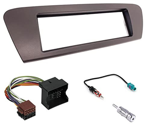Sound-way Kit Montage Autoradio, Cadre Façade 1 DIN, Cable Adaptateur Connecteur ISO, Compatible avec Renault Scenic 2009