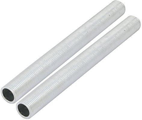 sourcing map 2Pack Lampenrohrnippel M12 Gewinde 120mm Hohl Reparaturteil Zinklegierung silber