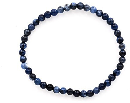 Taddart Minerals – Blaues Armband aus dem natürlichen Edelstein Sodalith mit 4 mm Kugeln auf elastischem Nylonfaden aufgezogen - handgefertigt