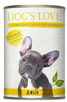 Dog's Love Premium Hundefutter Nassfutter Geflügel mit Zucchini & Apfel (6 x 400g)