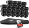 SANNCE Système de Surveillance 1080P HD 16CH DVR Surveillance vidéo 16 Caméras de Surveillance 2MP Accès à Distance Via Smartphone/PC Surveillance Disque Dur de 2TB