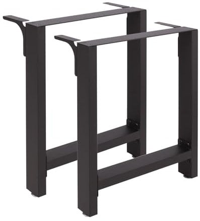 WilTec Pieds de Table en Profil carré 70x72cm Noir Revêtement en Poudre Piètement Meuble Support