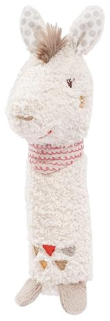 Fehn Stabgreifling Lama - Motorikspielzeug für Babys zur Förderung der Motorik und Sinne - ideales Baby Spielzeug als süßes Kuscheltier und Greifling - Geschenk zur Geburt für Kinder ab 0+ Monaten