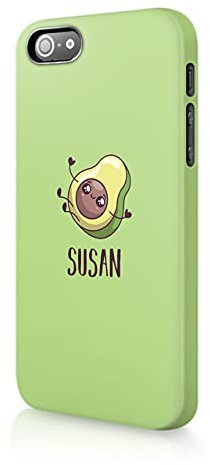 Tirita Personalised Initials Custom Hard Phone Case Compatible with iPhone 5 / 5s / SE 2016 Hard Cover Mexican Exotic Nature Clipart Baby Avocado