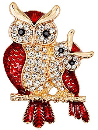 Ogquaton Broche en émail en forme de hibou avec strass - Cadeau pour femme - Économique et de bonne qualité