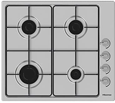 Hisense GM642XSUK Placa de gas integrada de 60 cm, acero inoxidable, 50,8 x 58,4 x 10,2 cm (largo x ancho x alto)