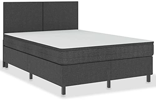 vidaXL Boxspring Bettgestell Bettrahmen Boxspringbett Schlafzimmermöbel Schlafzimmerbett Polsterbett Doppelbett Bett Grau Stoff 160x200cm