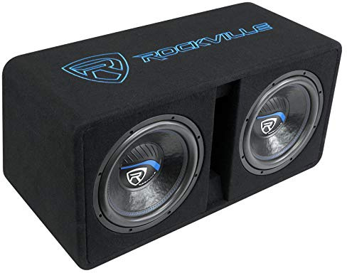 Rockville DV12K52 Dual 30,5 cm K5 2800 W Peak/700 W RMS Auto-Subwoofer, belüftete Sub-Gehäuse-Box, 2 Ohm, MDF-Konstruktion, einfache Installation für Auto-Audio