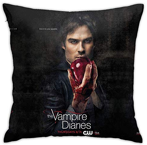 Tvd Damon Salvatore Kissenbezug werfen für Sofa Vampire Diaries Merchandise Couch Bettbezüge Samt Weiche Orange Kissenbezüge Quadratische Kissenbezug 18 X 18 in