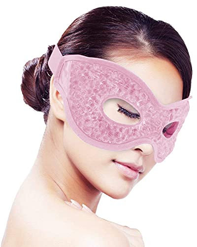 Kühlmaske Gesicht gegen Geschwollene und Müde Augen, Kühlende Augenmaske, Gel-Augenmaske, heiß, kalt, Augentherapie, kühlende Augenmaske für geschwollene Augen, dunkle Ringe (Rosa)