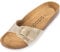 Palado Pantoletten Damen Malta Metallic – gefertigt in Spanien – weiche Veloursleder-Decksohle – robuste EVA-Sohle – edles Metallic-Design Gold/Weiß UK5,5 - EU38