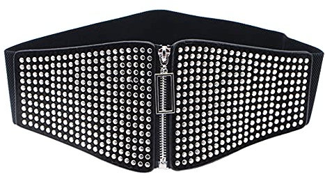 MEGAUK Damen Leder Gürtel Breit Nieten Gürtel Elastischer Taillen Gürtel Vintage Nietengürtel Hüftgürtel Bindegürtel Lolita Korsett mit Reißverschluss