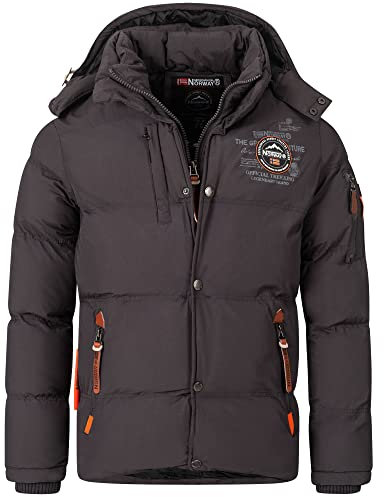 Geographical Norway Herren Winterjacke Verveine Darkgrey -L - mit UD Beanie