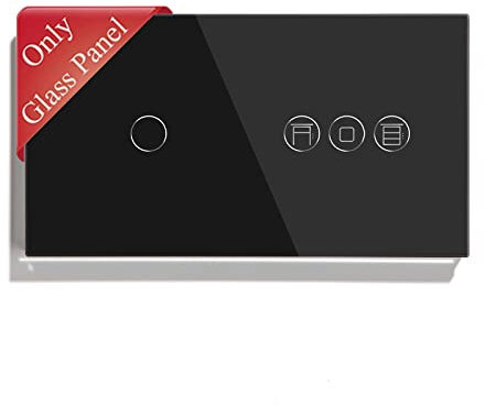 BSEED Rahmen Glasrahmen Panel für 1 fach Lichtschalter und Smart Rolladenschalter Schwarz 157mm
