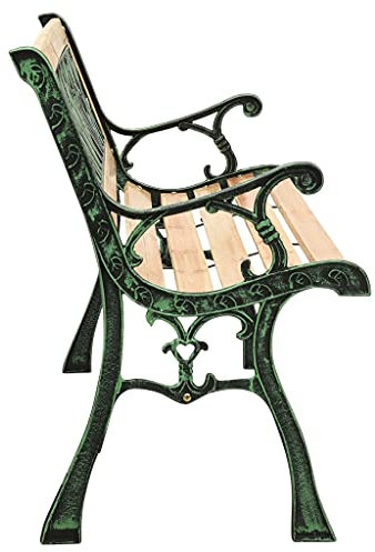 Wakects Gartenbank Parkbank im alten Retro-Design 122 cm Outdoor Balkonbank mit Tulpenmuster, Gusseisen und Massivholztanne