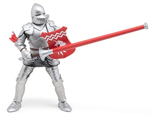 Papo -Handbemalt - Figuren -Mittelalter-Fantasy -Ritter mit Lanze, rot-39782-Sammelbar-Für Kinder - Geeignet für Jungen und Mädchen - Ab 3 Jahren