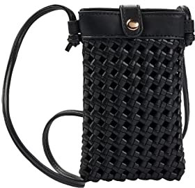 HALLHUBER Geflochtene Smartphone-Umhängetasche black, One Size