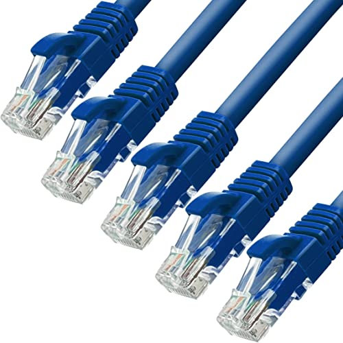 D.Square - 5 Piezas Cable Ethernet Internet LAN 2m, Cat.6 U/UTP Azul, Cable de Red LSOH, Conector Rj45, 1 GB/S, Ideal para Router/Móderms, Switch, Repetidor, Ordenador, Portátil, Red Locales.
