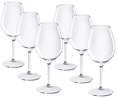DoimoFlair Weingläser Kunststoff bruchsicher 51 cl Set 6 Stück | Transparent, Weinbecher, Sektgläser