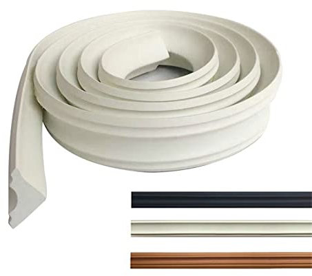 2M Moulure autocollante flexible Quart de rond PVC, Bande de calfeutrage étanche, garniture pour moulage, calfeutrage et de garniture auto-adhésif, pour mur, plafond, armoire, comptoir, bords de sol e