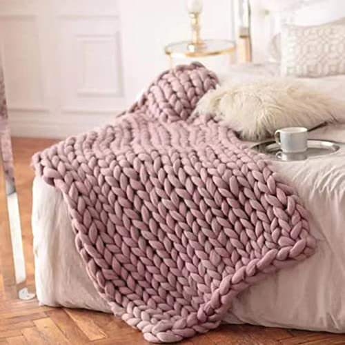 MHUQIA Gestrickte Decke 120x180cm, Kuscheldecke Grob, Grobe Strickdecke Wolle Garn Arm Stricken Werfen Super GroßE Klobige Stricken Decke Haustier Bett Stuhl Sofa Yoga Matte Teppich