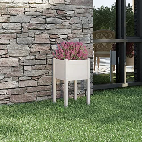 WIFESE Pflanzkübel Weiß 40x40x70 cm Massivholz Kiefer Blumentopf Hochbeet BlumentöPfe Pflanzentopf Hochbeete FüR Garten Hochbeet Balkon Plant Box Blumentopf Klein Blumentopf Holz Flower Pot Rechteck