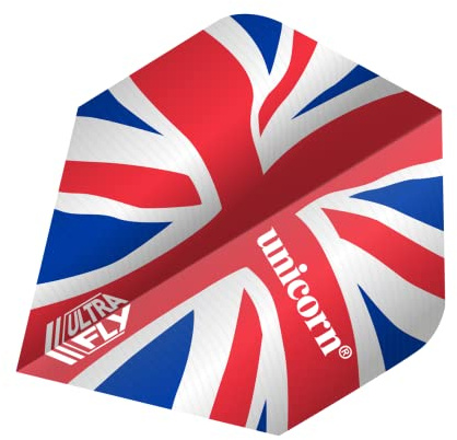 Unicorn Ultrafly Dart-Flights, Union Jack und St. George-Kreuz-Design, Ultra-strapazierfähiges 100-Mikron-Polyester-PET | Xtra, Plus oder Big Wing Form