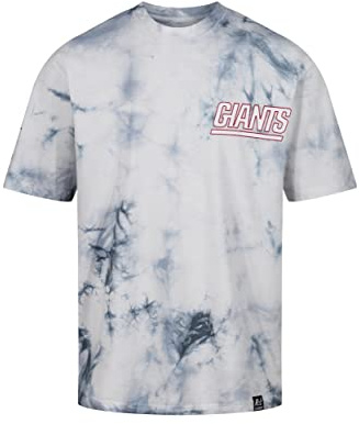 Recovered New York Giants NFL Tie-Dye Relaxed Oversized T-Shirt Navy White - M