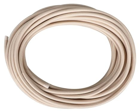 Helunsi 10 Meters / 32.8FT Electrical Cable Wire, Ivory 3 Core 0.75mm² Round Fabric Cable, Vintage Flex Cloth Braided Wire for DIY Lamps Industrial Pendant Lights Flexible Lighting Project - 10m