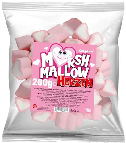 Capico Marshmallow Herzen (200g) Marshmallows mit Erdbeer- und Vanillegeschmack