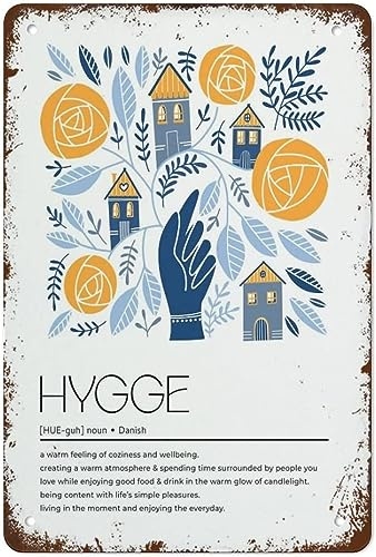 Retro-Metall-Blechschild, Hygge-Definition, Metallschild, skandinavischer Stil, Volkskunst, Blechposter, dänisches Wort, Heimdekoration, Vintage-Wanddekoration, Blechschild, lustige Dekorationen für