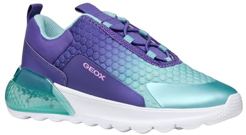 Geox J ACTIVART ILLUMINUS Sneaker, DK Violet/Aqua, 0 UK