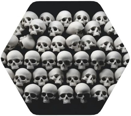 Lot de 6 sous-verres hexagonaux en cuir avec motif tête de mort pour la maison et le bureau