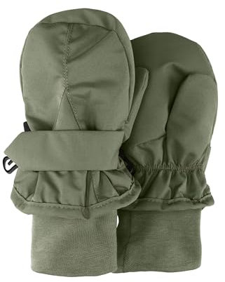 Sterntaler Fäustlinge aus Funktionsmaterial mit Daumen Unisex - Baby und Kinder Handschuhe gefüttert mit wärmendem Baumwollfleece, wasserabweisend, mattgrün, 1