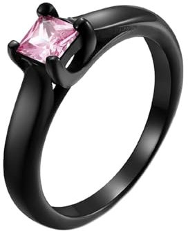 Aotiwe Ringe Damen Vintage, Schmuck Ring Jahrgang Rosa mit Rosa Quadratschliff Zirkonia aus Edelstahl Größe 60 (19.1)